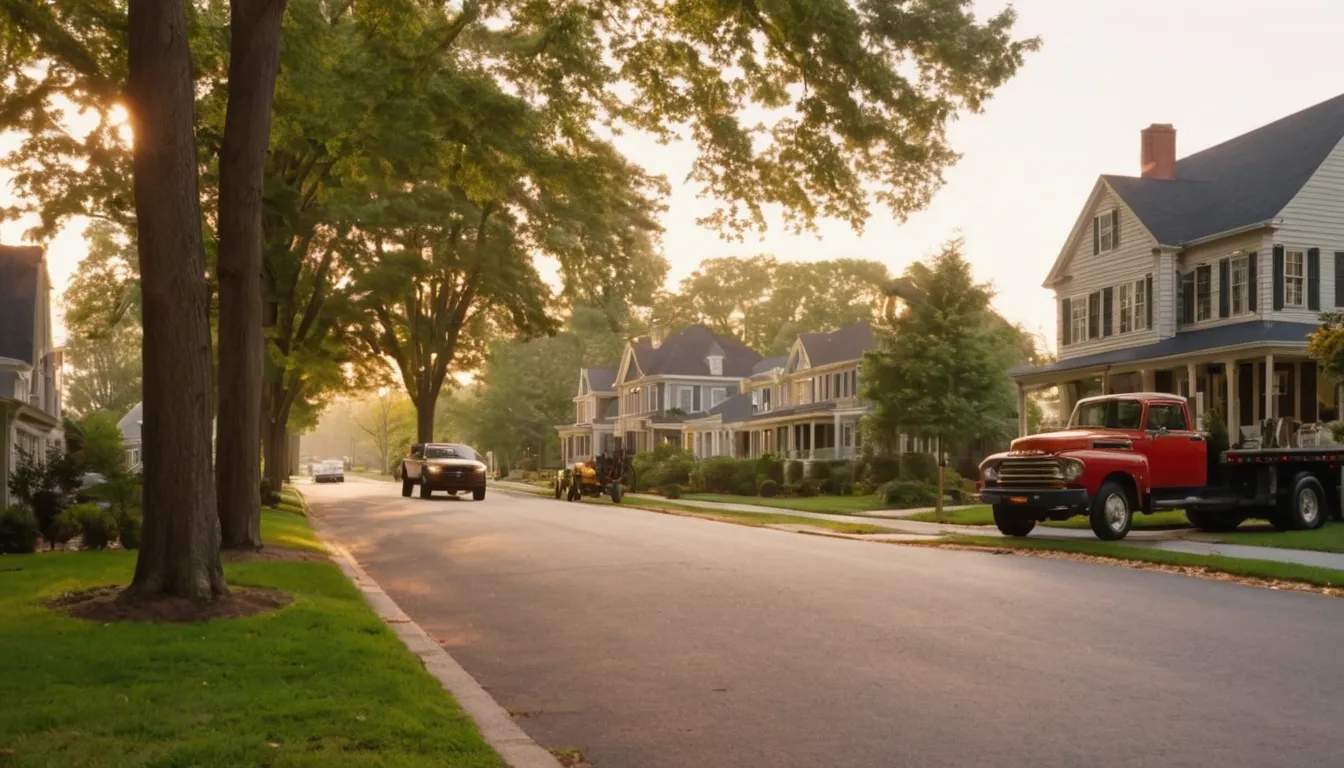 Neighborhood street with mature trees across the Morgantown area